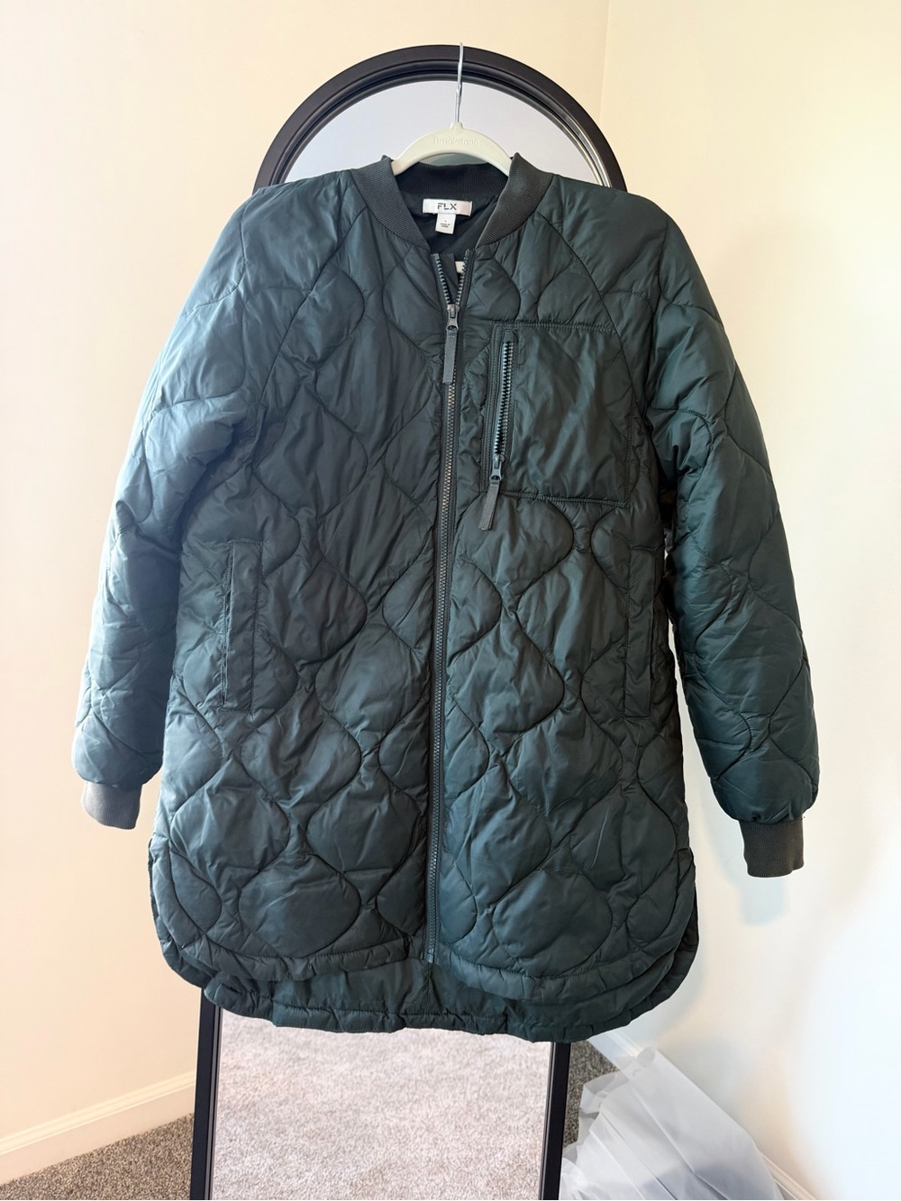 Women’s ' Quilted Long Jacket - Dark Green